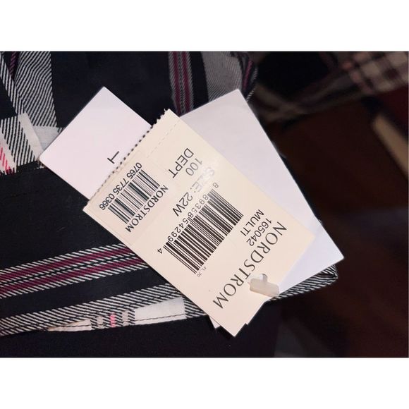 NWT Plus Size Foxcroft Black White Pink Check Button Up Shirt Size 22W - Picture 3 of 7